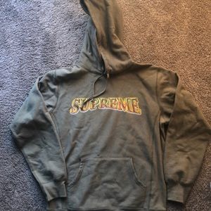 Green SUPREME Hooded Sweatshirt